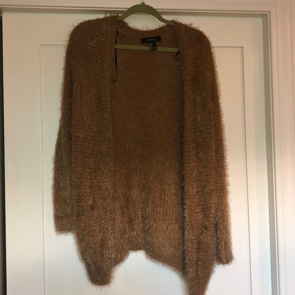 Light Browntan Fuzzy Cardigan Sweater 